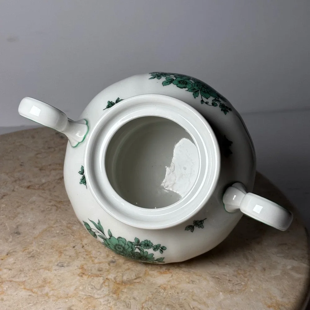 Rosenthal Chippendale Sugar Bowl Lid Green Floral White Porcelain Germany 08 ROB